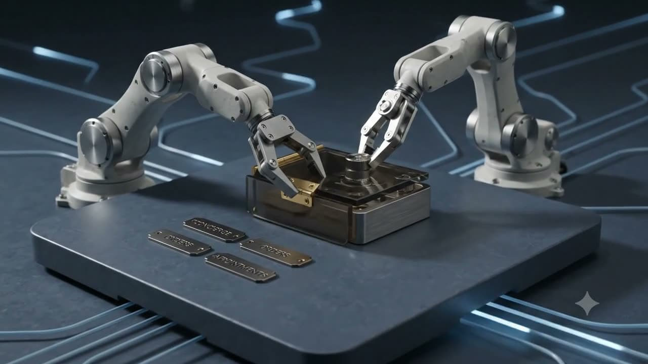 Precision robotic armatures assembling a machined brass-hinged device
